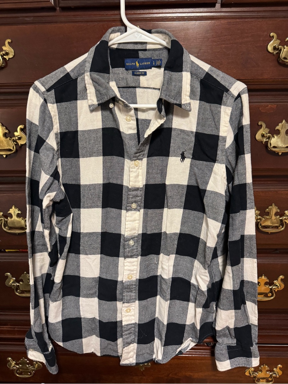 Ralph Lauren Black and White Buffalo Check Button-Down Shirt women’s large